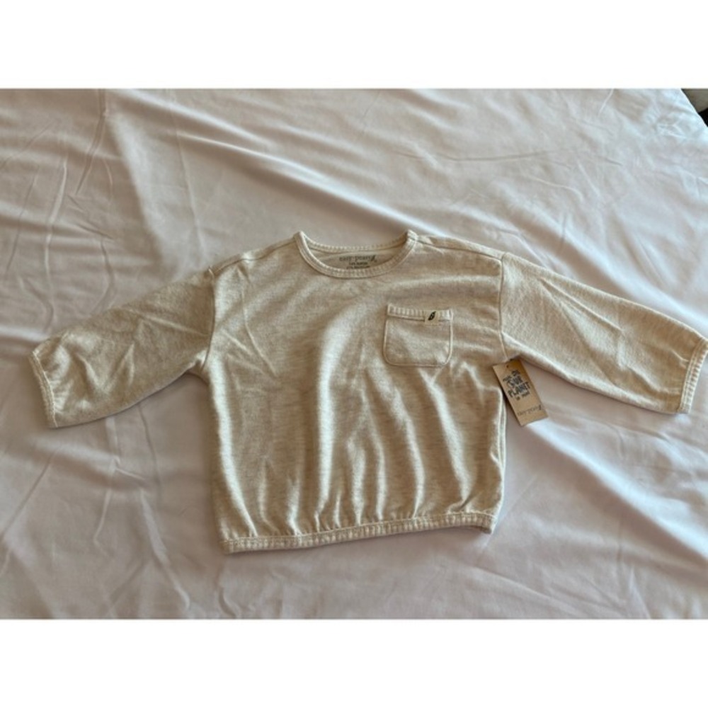 Easy Peasy Baby NWT Oatmeal Hacci Knit Neutral Pocket Sweatshirt 6-9M